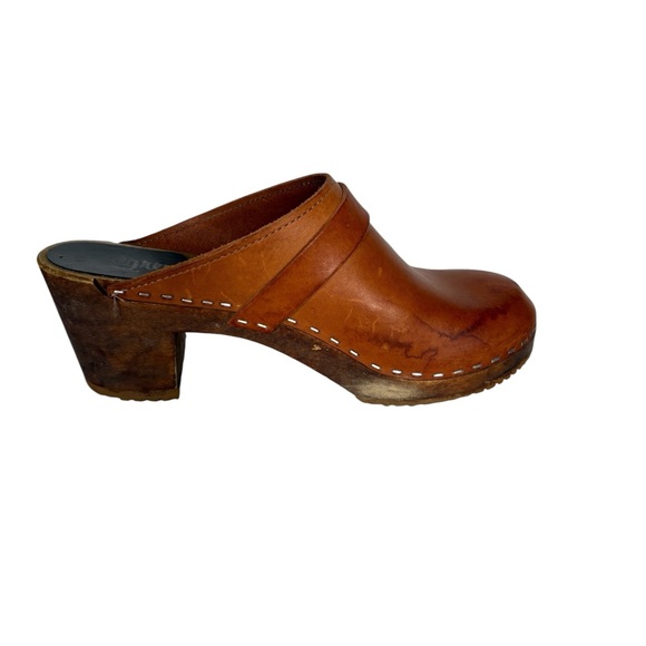 Sandgrens Cognac Leather Clogs Open Back Clogs Size 37 - Picture 6 of 10